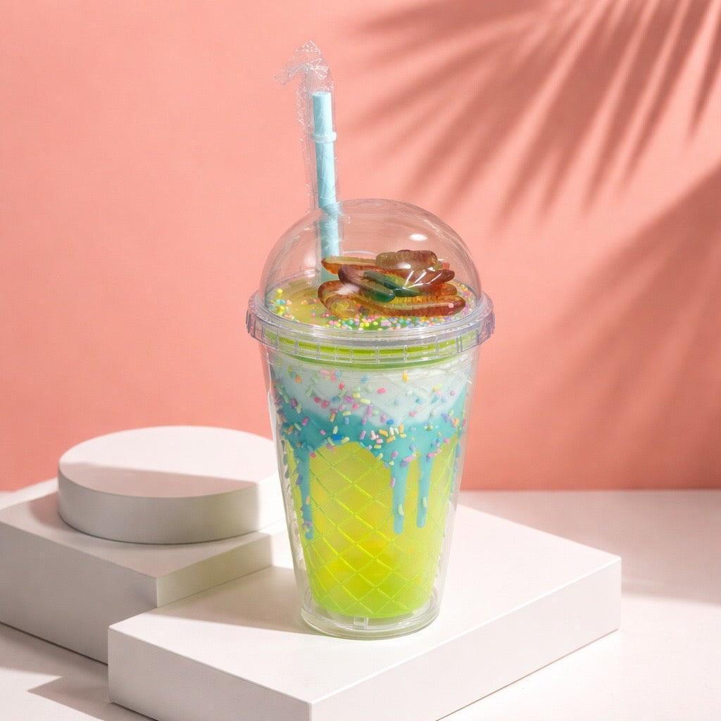Double - walled plastic cup with ice cream design