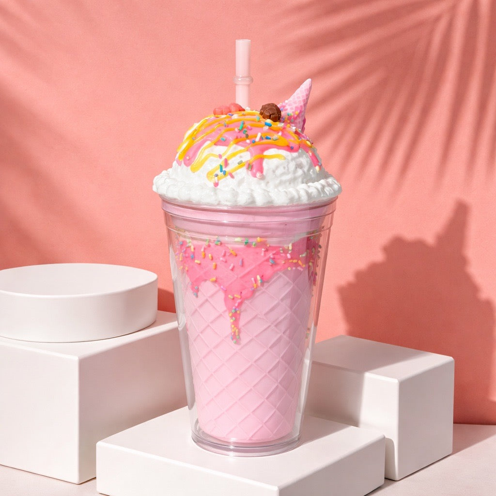 Double - walled plastic cup with ice cream design