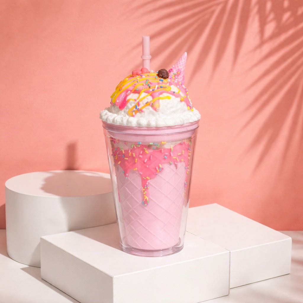 Double - walled plastic cup with ice cream design