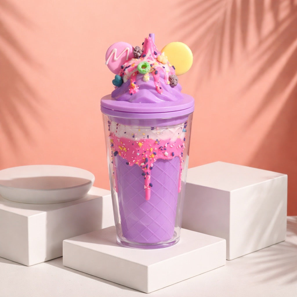 Double - walled plastic cup with ice cream design