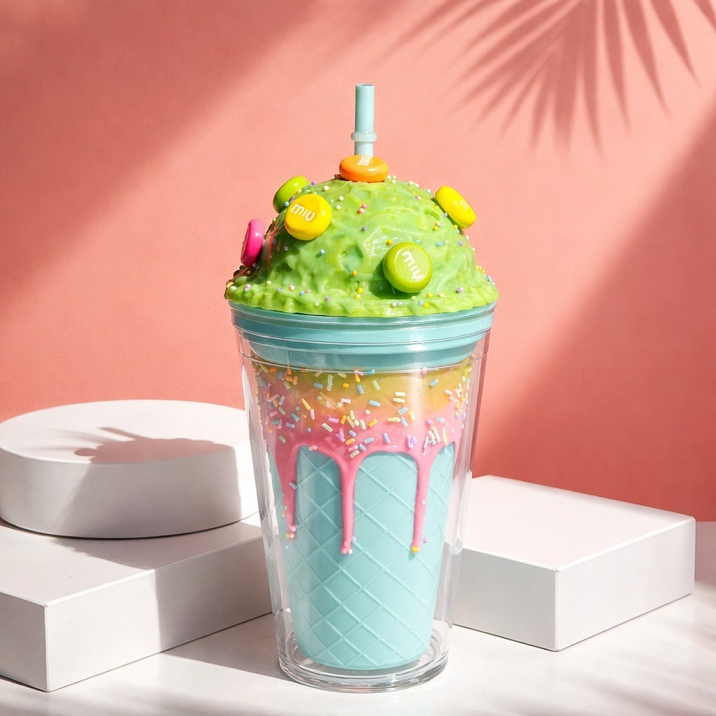 Double - walled plastic cup with ice cream design