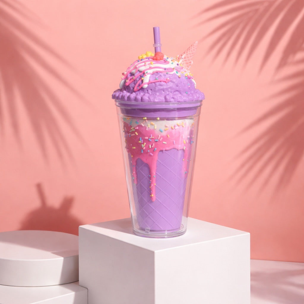 Double - walled plastic cup with ice cream design