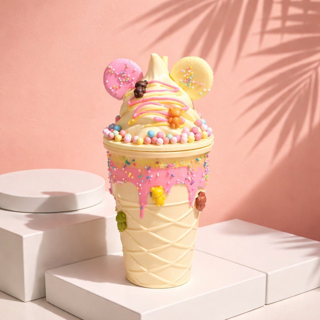 Double - walled plastic cup with ice cream design