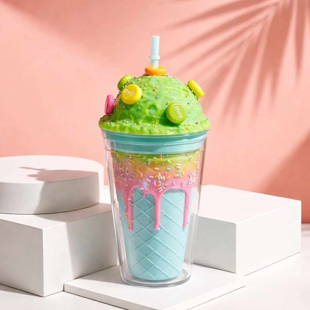 Double - walled plastic cup with ice cream design