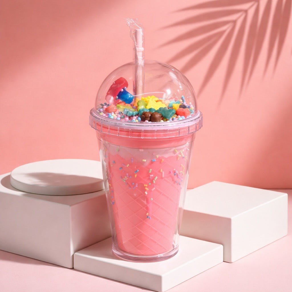 Double - walled plastic cup with ice cream design