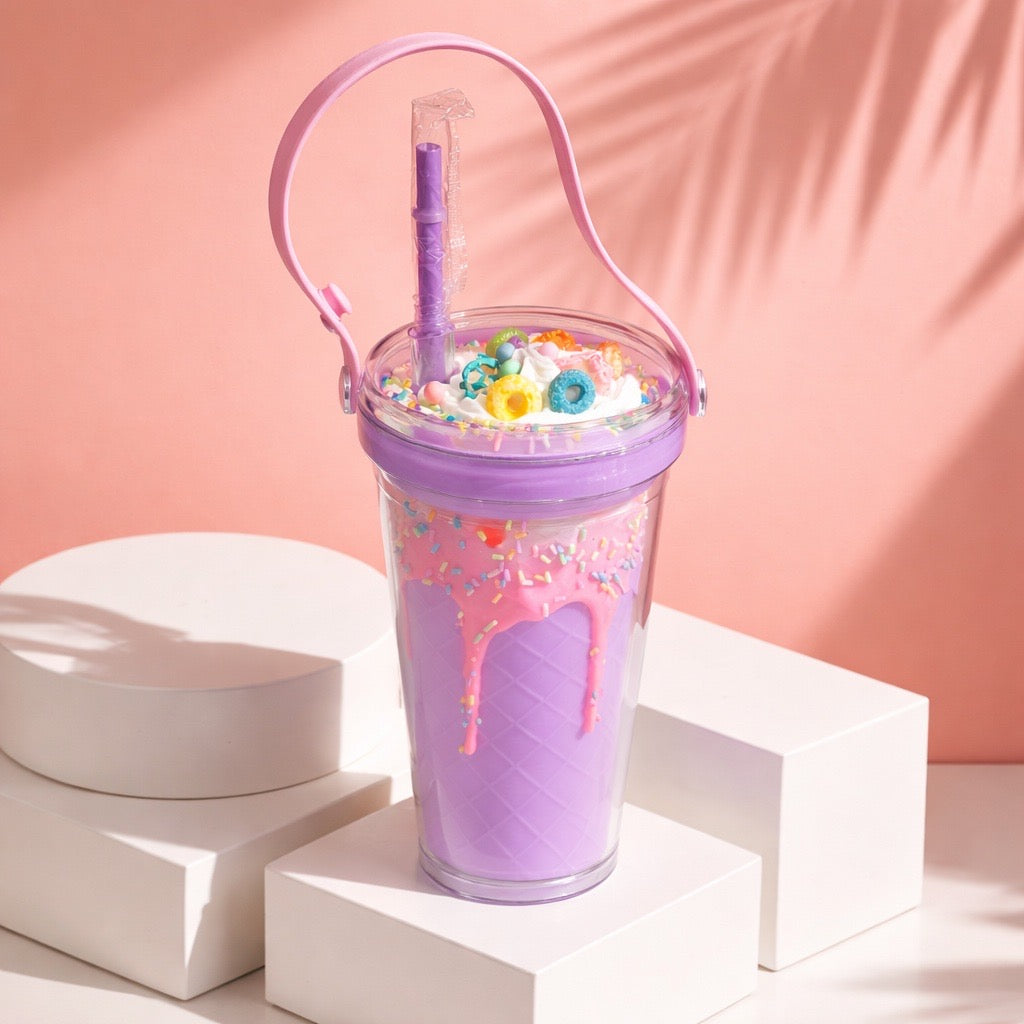 Double - walled plastic cup with ice cream design