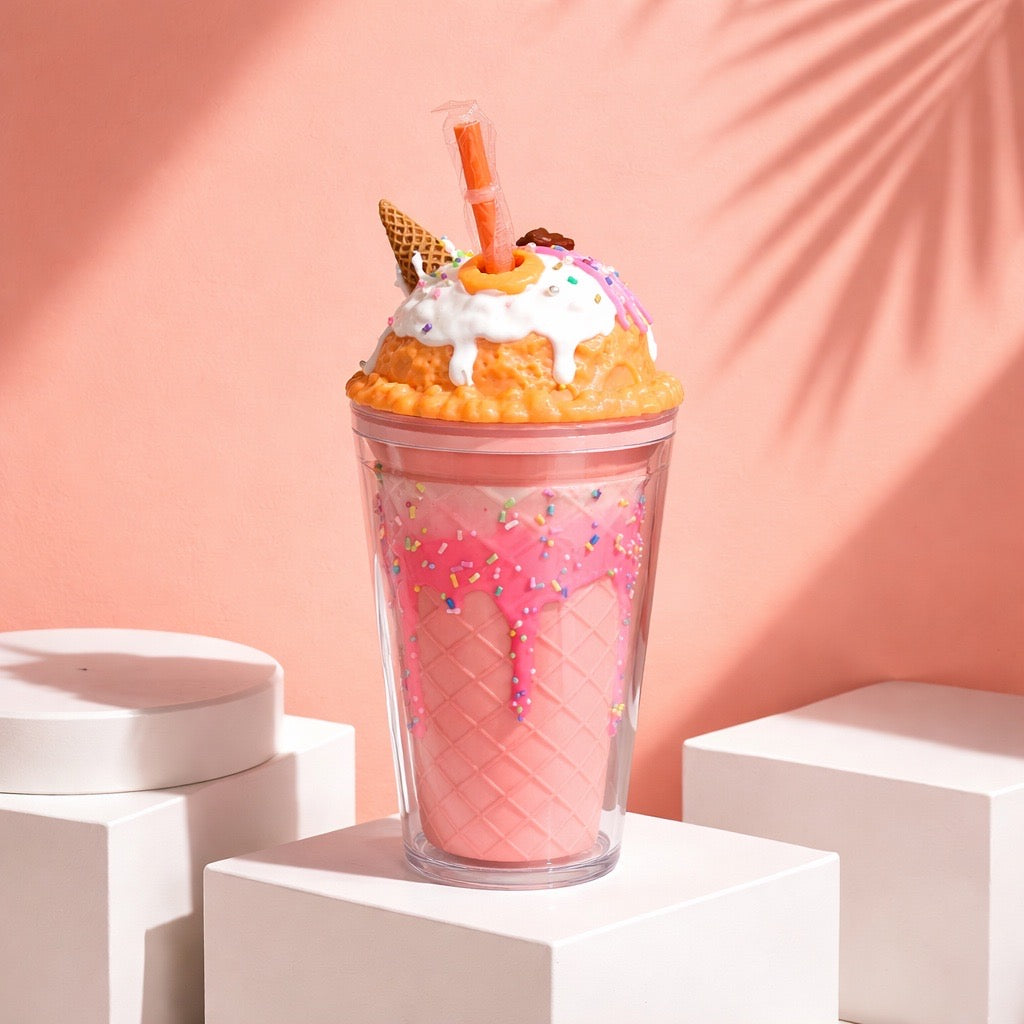 Double - walled plastic cup with ice cream design