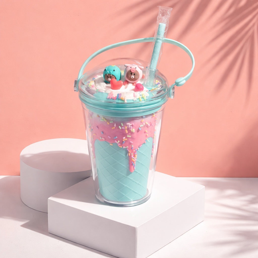 Double - walled plastic cup with ice cream design