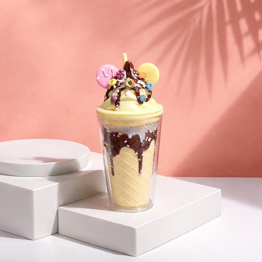 Double - walled plastic cup with ice cream design