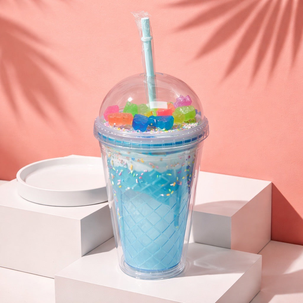 Double - walled plastic cup with ice cream design
